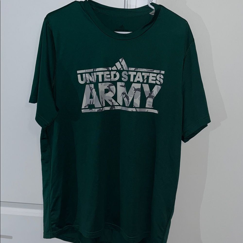 US United States Army Adidas Green Camo Camouflage Print Creator Poly t shirt XL